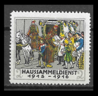 1914- 1918 WW1 ERA GERMANY VIGNETTE Reklamemarke Haussammeldienst 1915-1916, Dorfbewohner Mit Pferdekutsche - Militaria