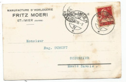 SAINT ISMIER  SUISSE CARTE PRIVEE MANUFACTURE HORLOGERIE 1918 - Saint-Imier 