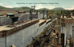 Construction Of Lower Locks At Miraflores, Panama Canal 1913 (les écluses) Albert Lindo Publisher - Carte N° 504 - Panama