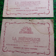 Lot 2 Anciens  Buvards  * Pub Assurance La Prévoyance  à Paris - Bank & Insurance