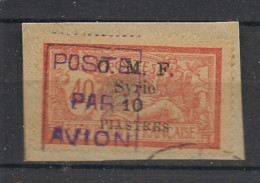 SYRIE - 1920 - Poste Aérienne PA N°YT. 3 - Type Merson 10pi Sur 40c Rouge - Oblitéré Sur Fragment / Used - Poste Aérienne