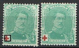 129a  T II  **  X 2 Nuances, T1  Point Blanc Sur Croix - 1914-1915 Rode Kruis