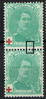 129a  T II  **  Paire, LV 38  Griffe Rouge Entre Timbres - 1914-1915 Red Cross