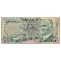 Billet, Turquie, 10 Lira, 1970, KM:186, TB - Turkey