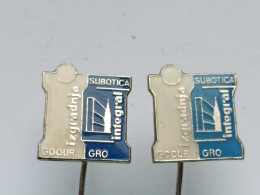 BADGE Z-98-2 - 2 PINS - INTOGRAL SUBOTICA, PIN YUGOSLAVIA, EBAR DIBER, SERBIA, Construction Company - Lots