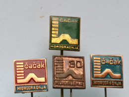 BADGE Z-98-2 - 4 PINS - HIDROGRADNJA CACAK, PIN YUGOSLAVIA, EBAR DIBER, PIN YUGOSLAVIA, Construction Company - Lots