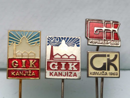 BADGE Z-98-2 - 4 PINS - KANJIZA PIN YUGOSLAVIA, PIN YUGOSLAVIA, Construction Company - Lots