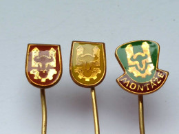 BADGE Z-98-5 - 3 PINS - MONTAZE, PIN YUGOSLAVIA, Construction Company - Sets