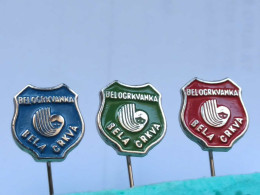 BADGE Z-98-20 - 3 PINS - BELOCRKVANKA, BELA CRKVA, SERBIA, TEXTILE INDUSTRY - Sets