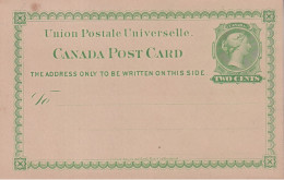 Union Postale Universelle Canada Post Card - 1860-1899 Regering Van Victoria