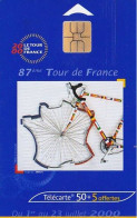 F1062  06/2000 - TOUR DE FRANCE 2000  - 50 + 5 SO3 - (verso : N° Petits Serrés - Deux Lignes Alignées) - 2000