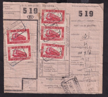 DDFF 165 - Timbres Chemin De Fer En MULTIPLES - 8 X 100 F - S/ Bulletin D'Expédition - DEINZE 1950 - Documents & Fragments