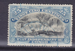 Belgian Congo 1900 Mi. 28, 25c. Inkissifälle Waterfall Wasserfälle (Blue) LEOPOLDVILLE Cancel (2 Scans) - Used Stamps