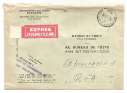 Enveloppe Brief  1974 Poste Bruxelles Belgique Postdienst Vers Wiesbaden RFA  Spoedbestelling Expres - Brieven En Documenten