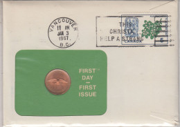 Canada Numisletter 1 Cent Coin Ca Vancouver JAN 3 1967 (CN150) - Storia Postale