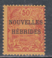 Nouvelles Hébrides N° 4  X Timbre De Nlle Calédonie Surchargé : 50c. Rouge  Légende Française,  Trace De Char. Sinon TB - Neufs