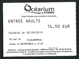 TICKET D'ENTREE N° 461 Pour LA VISITE De L'OCEARIUM Du CROISIC -TRES BON ETAT -REF-IMG742DC - Tickets D'entrée