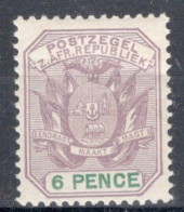 South African Republic 1896 Single 6d Coat Of Arms - Wagon With Pole, Value In Green In Unmounted Mint Condition - Nieuwe Republiek (1886-1887)