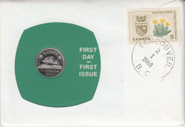 Canada Numisletter 5 Cent Coin Ca Vancouver 2.I.1968 (CN150D) - Cartas & Documentos
