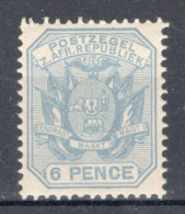 South African Republic 1895 Single 6d Coat Of Arms - Wagon With Pole, In Unmounted Mint Condition - Nuova Repubblica (1886-1887)