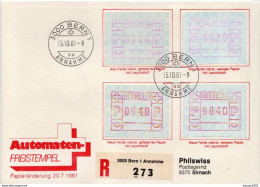 Postal History: Switzerland Registered Cover With Automat Stamps - Timbres D'automates