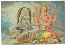 Carte Postale Religieuse Matérialisant Shiva Ganesh Linga Pooja - Inde