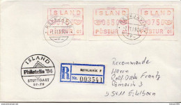 Postal History Cover: Iceland Cover With Automat Stamps - Franking Labels