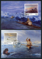 GREENLAND (1997) Carte S Maximum Card S - Paintings Of Peter Rosing (1892-1965), Art, Inuit, Seal Hunt - Maximum Cards