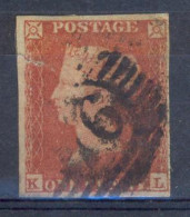 Qv229: 1p Red -  Imperforated - 4 Margins : K__L - Used Stamps