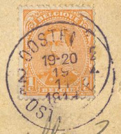 At1: Pk: 1ct Op S.M.met Noodstempel: 2E OOSTENDE 2^ Ostende 19-20 19 11 1919 : Maand : 11 Ipv XI .. - Fortuna (1919)