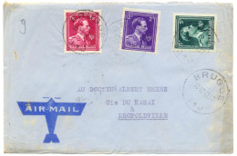 Wy945:  Tricolour : Juiste Frankering Brief Naar LEOPOLDVILLE - 1936-1957 Offener Kragen