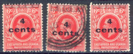 Xd565:East Africa And Uganda Protectorates  : Y.&T.N° 155  3x  Moved "overprints" - Protectorats D'Afrique Orientale Et D'Ouganda