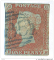 Ua616: Penny Red : Imperf. SG#8:  Blue 1844 : H__B - Used Stamps