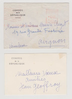 Carte De Visite Autographe Jean Geoffroy Enveloppe Conseil De La République 1956 - Vaucluse Sénateur - Politisch Und Militärisch