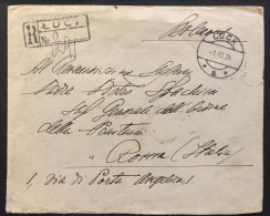 1924, Registered Cover Luck To Rome, Italy, Fkd 4-block Scott 220 On Back, Arrival Pmk - Brieven En Documenten