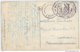 _Q610 :postkaart : S.M. 1F LEUVEN 1F LOUVAIN -zonder Datummidden>> Noodstempel > M MEENEN B MENIN 20 X 19 - Noodstempels (1919)