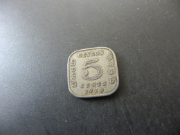 Ceylon 5 Cents 1920 - Sri Lanka