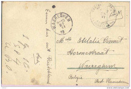 Zv876: Bacharach Als S.M. Via PMB-BLP >> WAEREGHEM 27 VI 19__ (: Onvolledig Jaar: Noodstempel) - Fortune Cancels (1919)