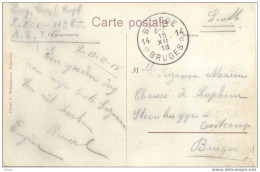 Zv889: 41 BRUXELLES - Place De La BOURSE: Verstuud: S.M. >> 14* BRUGGE 14* BRUGES 15 XII 18: Noodstempel: Postagentschap - Fortune (1919)