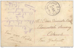 Zv946: Herbruikte Fatasiekaart ( Zegel Is Weg): Aankomststempel: 12* OOSTENDE 12* 3 III 19: Noodstempel: Postagentschap - Foruna (1919)