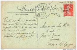 _Q054: Postkaart Met 10ct Semeuse: 263 CHAMONIX Sérac Et Crevasse...>>CASTEAU 23 AOUT 1920: Noodstempel: Franse Maand - Fortune Cancels (1919)