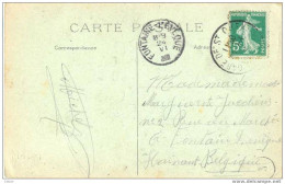_Q005: Postkaart Met 5ct Semeuse: ST-QUENTIN >>>FONTAINE-L'EVEQUE  8-9 24 VI []: Noodstempel: Geen Jaartal - Fortuna (1919)