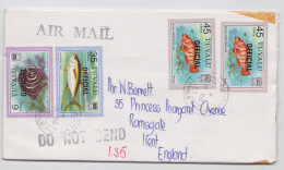Tuvalu Funafuti Lettre Par Avion Timbre Poisson Thon Tuna Fish Official Stamp X5 Air Mail Cover To Ramsgate - Tuvalu