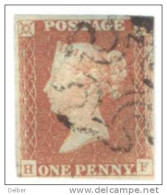 _A648: Penny Red : Imperf. SG#8-12 : Plate 20 : H__F - Usados