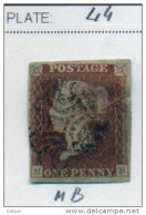 Ua488: Penny Red : Imperf. SG#8:  Plate 44 : M__B :  4 Margins - Usados