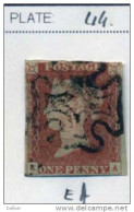 Ua489: Penny Red : Imperf. SG#8:  Plate 44 : E__A :  4 Margins - Usati