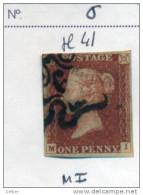 Ua501: Penny Red : Imperf. SG#8-12 : With " Malteses Cross With N° 6 In Center : M__I  : Plate 41 - Usati