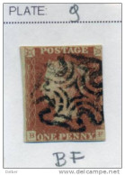 Ua521: Penny Red : Imperf. SG#7 : From The " Black " Plates : Plate 9  : B__F  : 3 Margins - Used Stamps