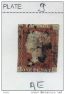 Ua525: Penny Red : Imperf. SG#7 : From The " Black " Plates : Plate 9  : A__E   ( No Margins ) - Usados