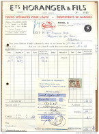 _K957:ETS. HORANGER & FILS Toutes Spécialités Pour L'auto... MONS  GLASSO GLASSOMAX + Betalingsbewijs: HORNU C1C 1957 - Altri & Non Classificati